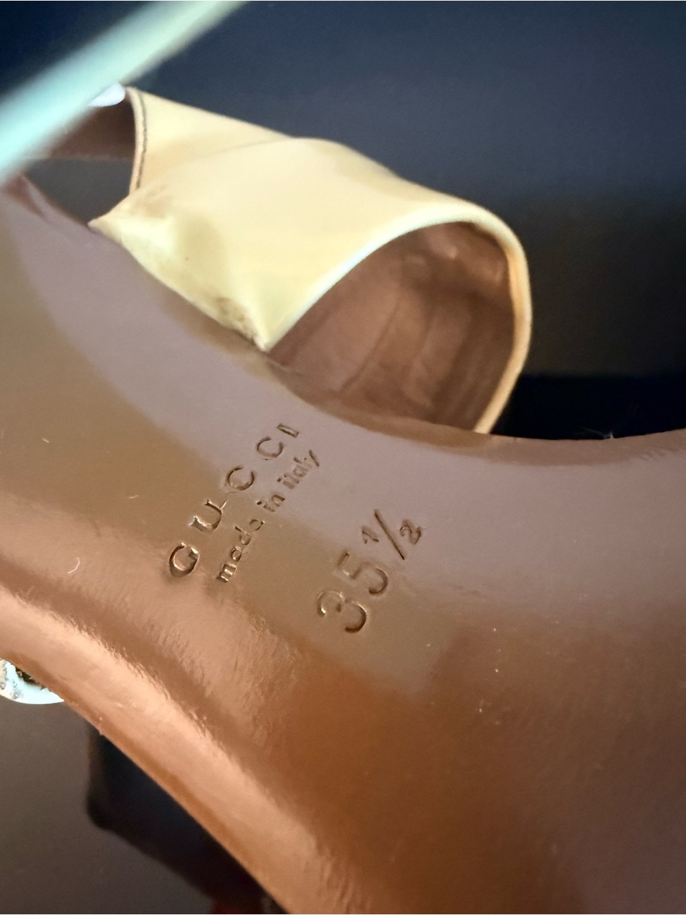 Gucci Yellow Leather Block Heel Slingback Sandals with Gold Horsebit - Picture 5 of 8